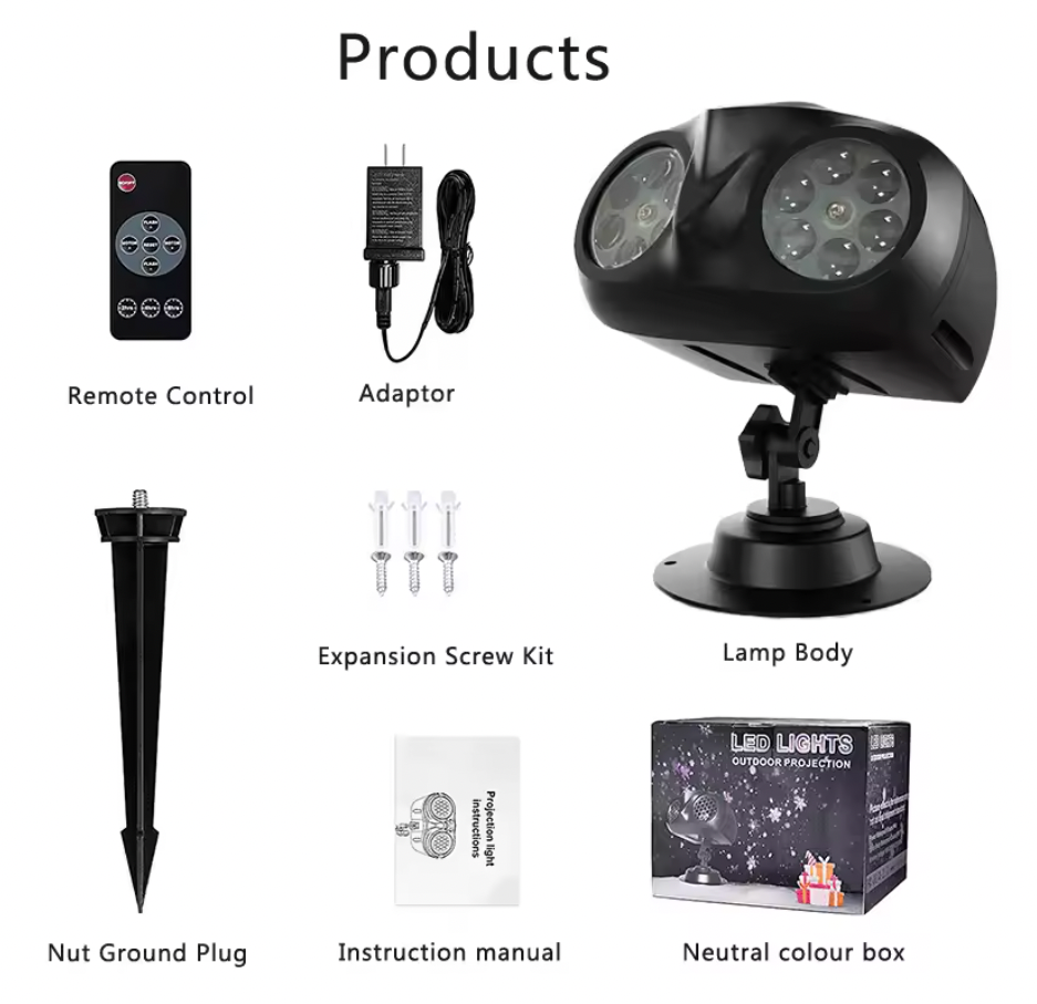 LED Snowflake Projector Light