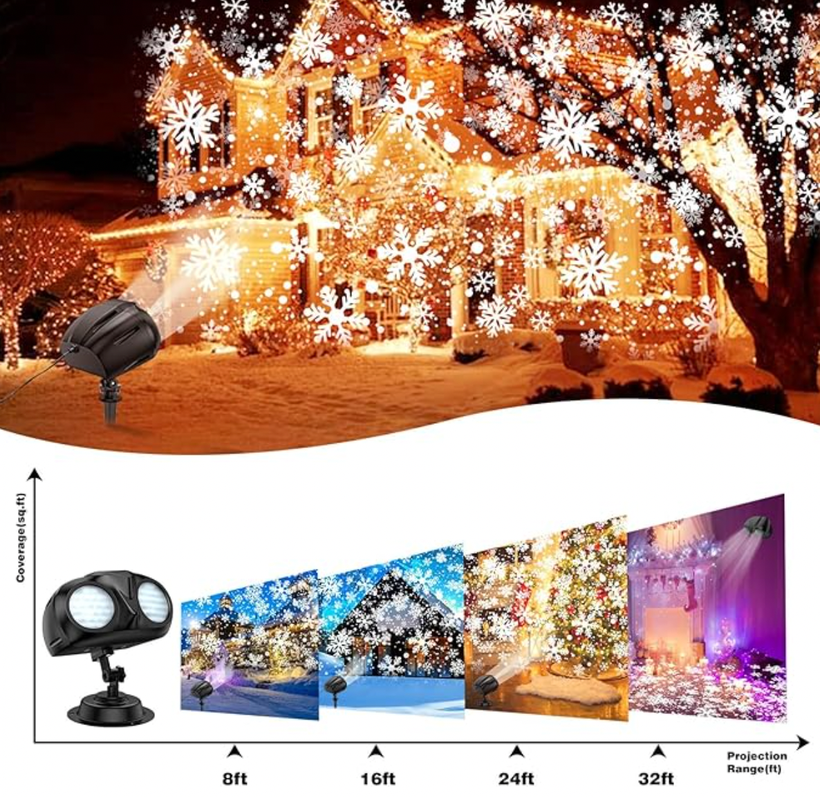 LED Snowflake Projector Light